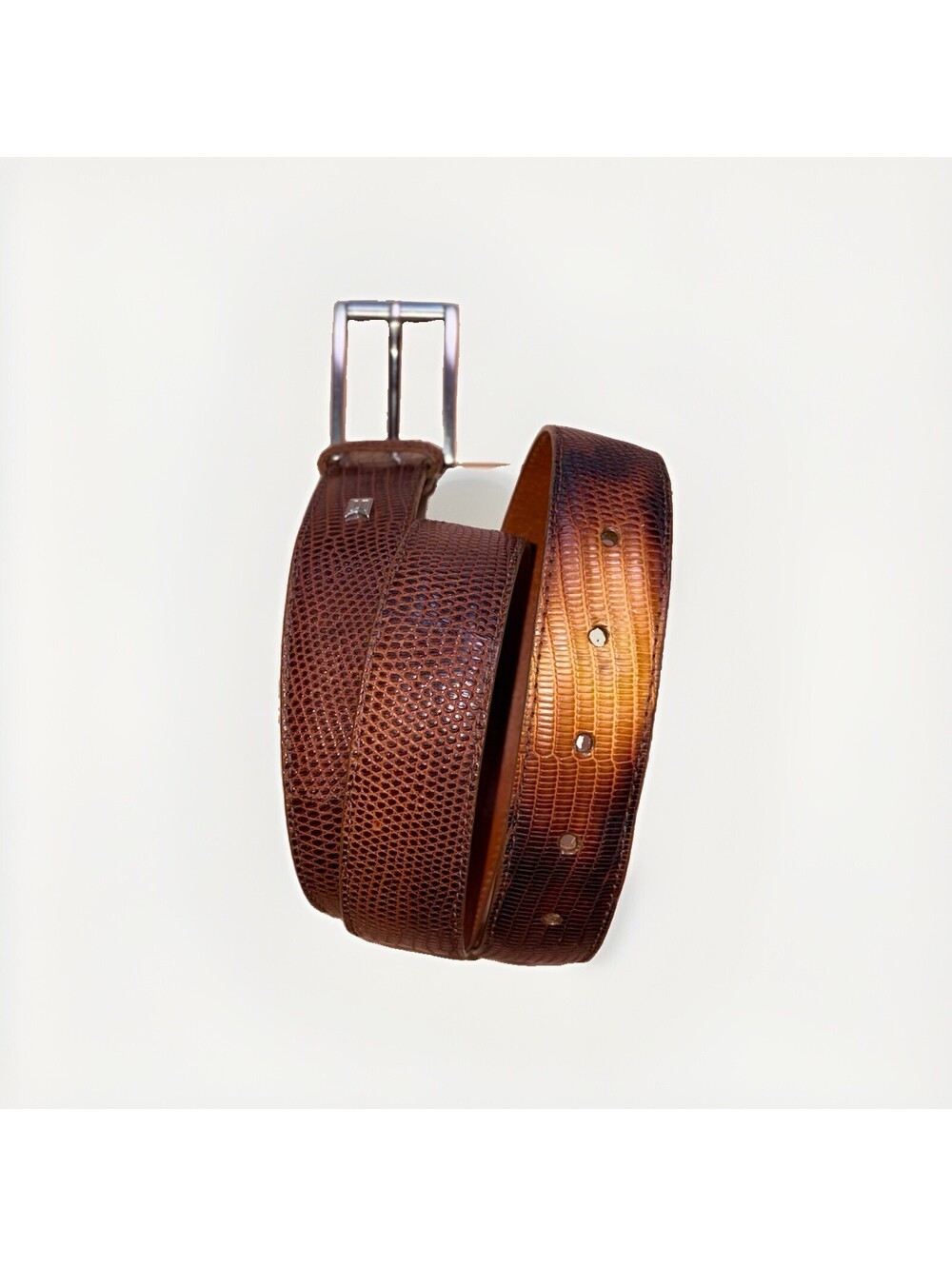 Tiger Woods Genuine Java Lizard Leather Belt Men Size 36 Brown Made in USA